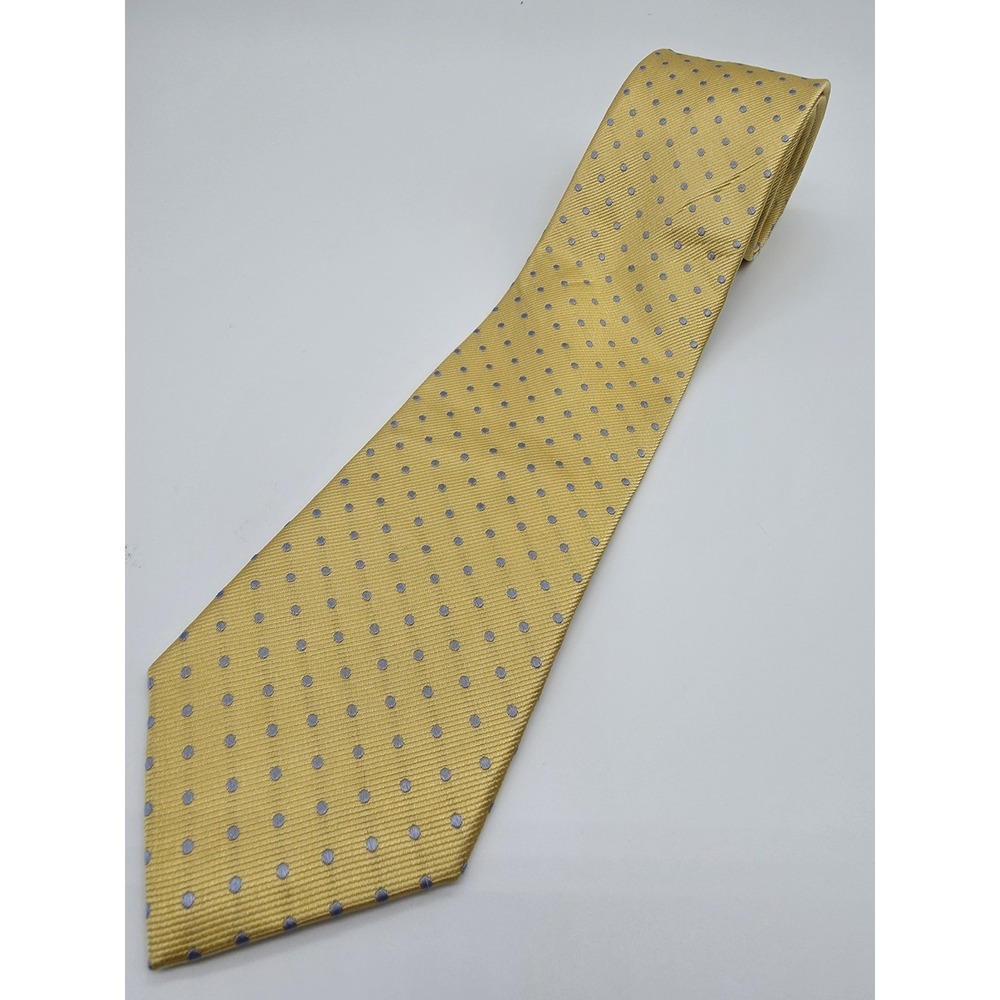 Michelsons of London Gold Blue Geometric Men's 100% Silk Tie 58" x 3.1"